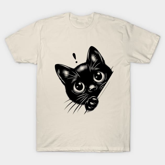 Black Cat Peeking T-Shirt by AnimeVision